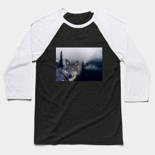 wolf and mountain Baseball T-Shirt